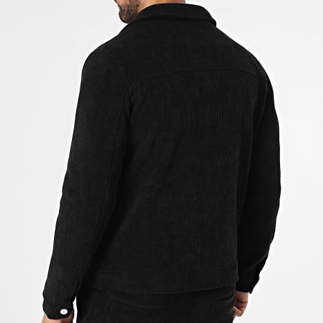 Frilivin - Conjunto Chaqueta con cremallera y Pantalón de Pana K58 Negra