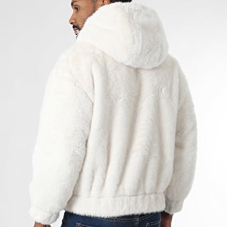 Uniplay - Chaqueta de Piel con Capucha Zippée 011 Blanco