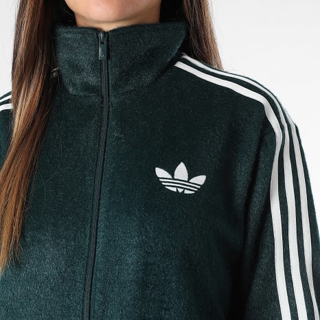 Adidas Originals - Chaqueta con Cremallera a Rayas Mujer Mohair KS7777 Verde Oscuro