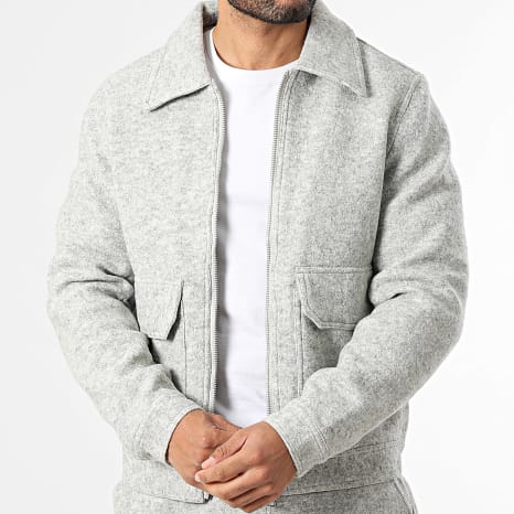 Frilivin - Conjunto Chaqueta con Cremallera y Pantalón 161 Gris Claro Jaspeado