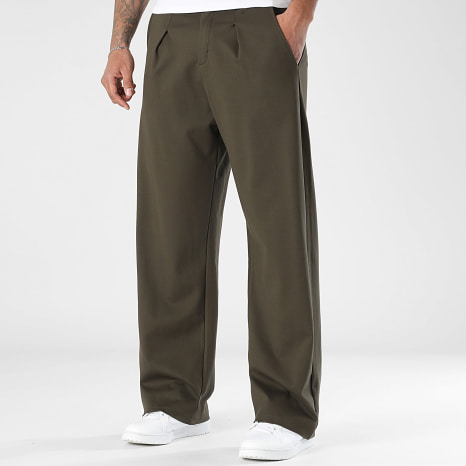 LBO - Pantalón Vestir Ancho Con Pliegues 2380 Verde Kaki