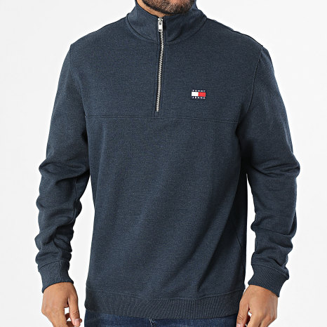 Tommy Jeans - Sudadera Cuello Alto Con Cremallera Badge 2344 Azul Marino Jaspeado