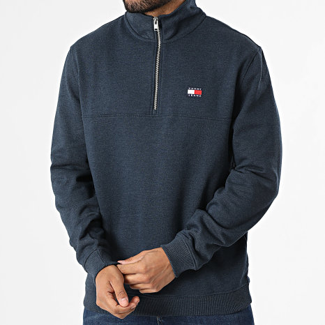 Tommy Jeans - Sudadera Cuello Alto Con Cremallera Badge 2344 Azul Marino Jaspeado