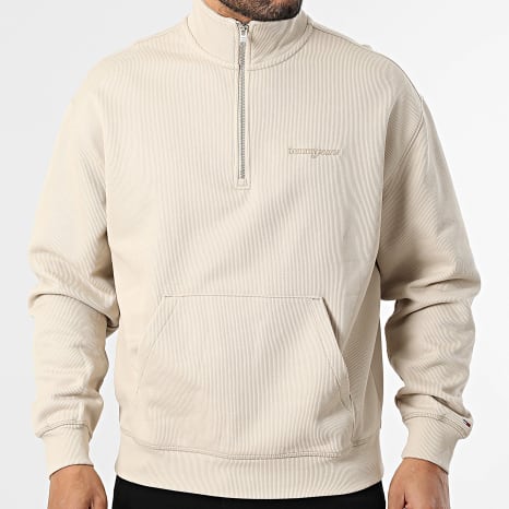 Tommy Jeans - Sudadera Cuello Alto Con Cremallera Acanalada 90s Script 2362 Beige