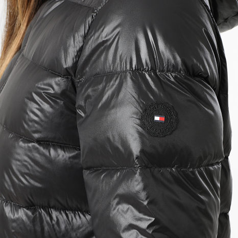 Tommy Hilfiger - Doudoune Capuche Femme Gloss Down Waist 7355 Noir