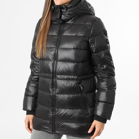 Tommy Hilfiger - Doudoune Capuche Femme Gloss Down Waist 7355 Noir