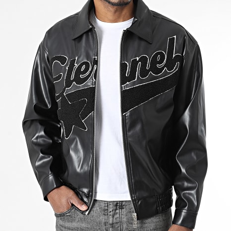 Ikao - Chaqueta con cierre zippé efecto piel 722 Negro
