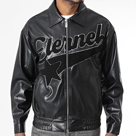 Ikao - Chaqueta con cierre zippé efecto piel 722 Negro