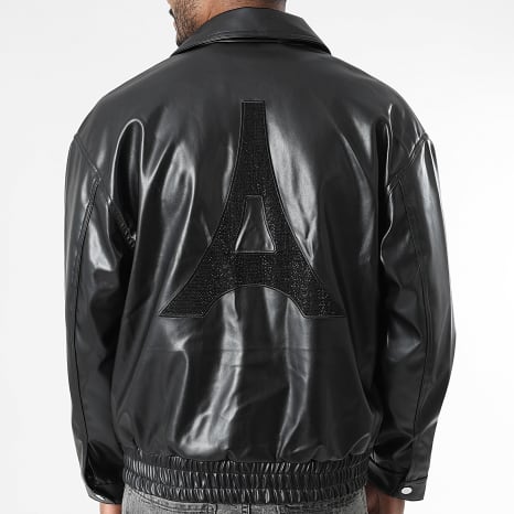 Ikao - Chaqueta con cremallera efecto cuero 723 Negra