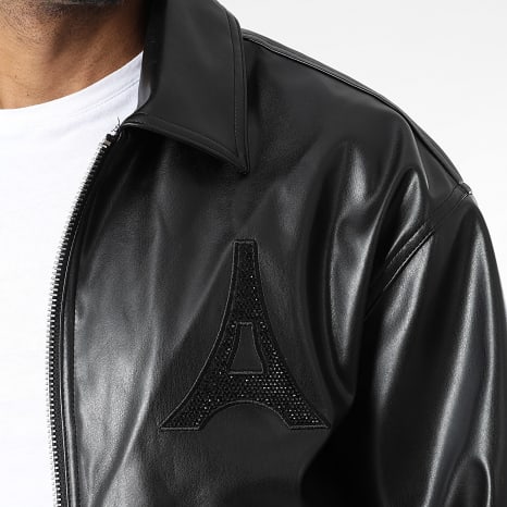 Ikao - Chaqueta con cremallera efecto cuero 723 Negra