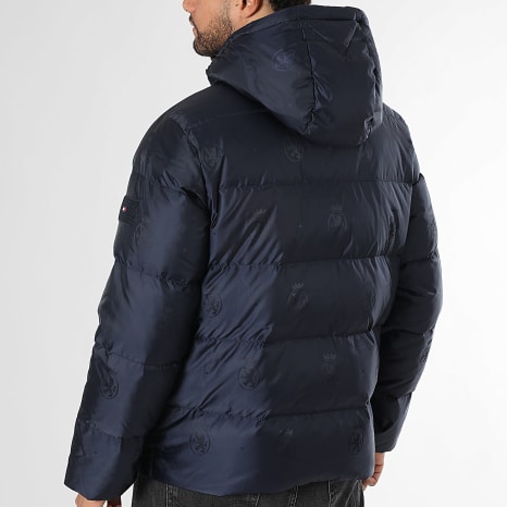 Tommy Hilfiger - Doudoune Capuche AOP Crest Down 2872 Bleu Marine