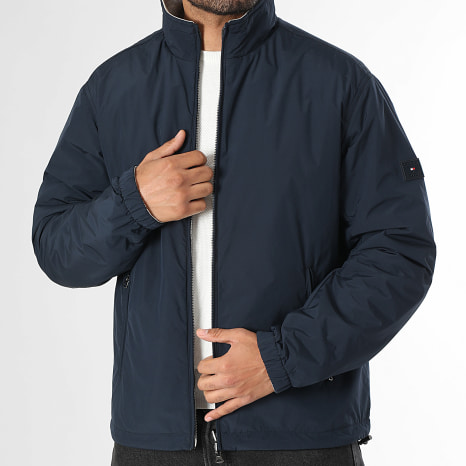 Tommy Hilfiger - Veste Zippée Réversible 1862 Bleu Marine Gris Chiné