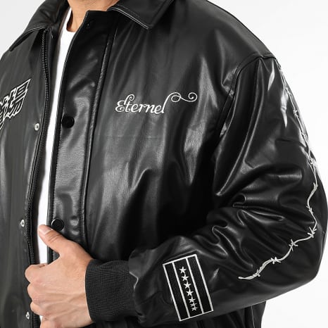 Ikao - Chaqueta con cremallera efecto piel SLI Negra