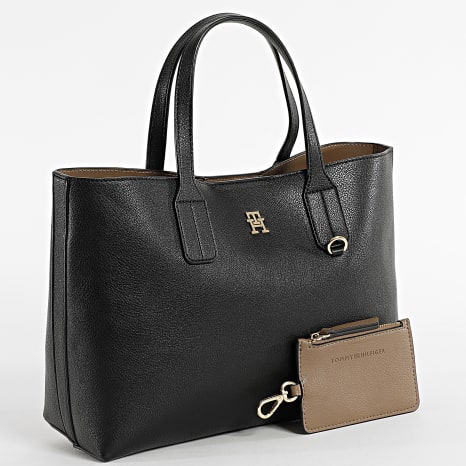 Tommy Hilfiger - Bolso De Mano Mujer Icon Mini Tote 8233 Negro Dorado