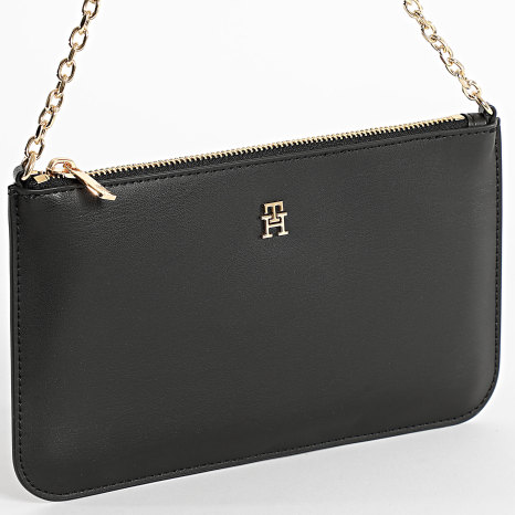 Tommy Hilfiger - Bolso De Mano Mujer Icon Chain Shoulder Pouch 8298 Negro Dorado