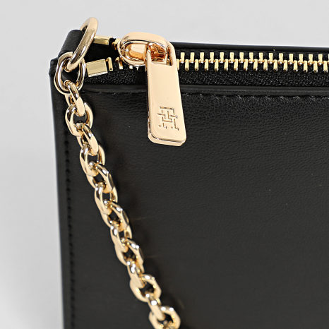 Tommy Hilfiger - Bolso De Mano Mujer Icon Chain Shoulder Pouch 8298 Negro Dorado