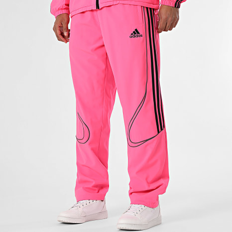 Adidas Sportswear - Ensemble De Survêtement A Bandes Teamgeist JX6598 JW5868 Rose Fluo Noir