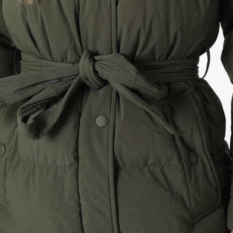 Classic Series - Plumífero largo con capucha Mujer 563 Verde Kaki