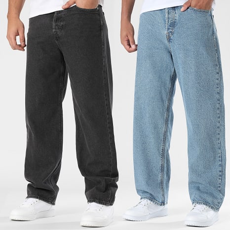 Jack And Jones - Pack de 2 Vaqueros Baggy Fit Alex Original Negro Azul Denim