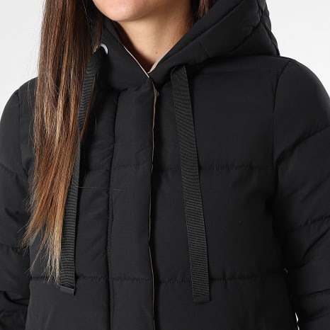 Classic Series - Piumino lungo con cappuccio reversibile Donna 060 Nero Beige Scuro