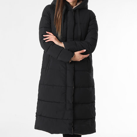 Classic Series - Piumino lungo con cappuccio reversibile Donna 060 Nero Beige Scuro