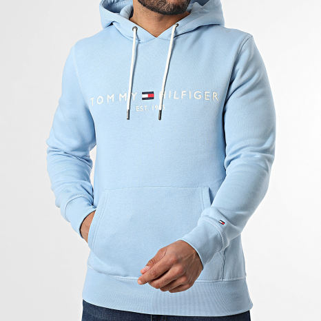 Tommy Hilfiger - Sweat Capuche Tommy Logo 1599 Bleu Clair