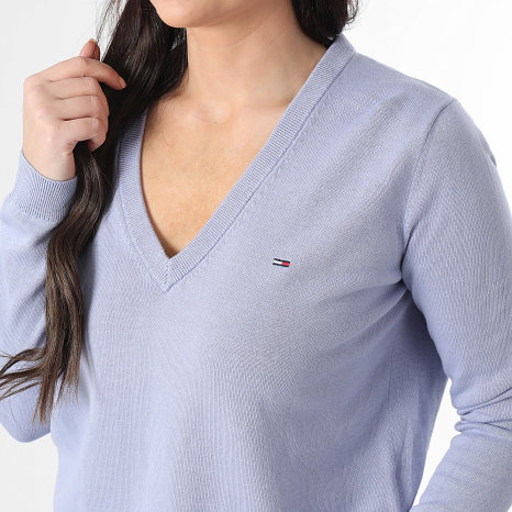 Tommy Jeans - Jersey Cuello V Mujer Essential 9888 Azul