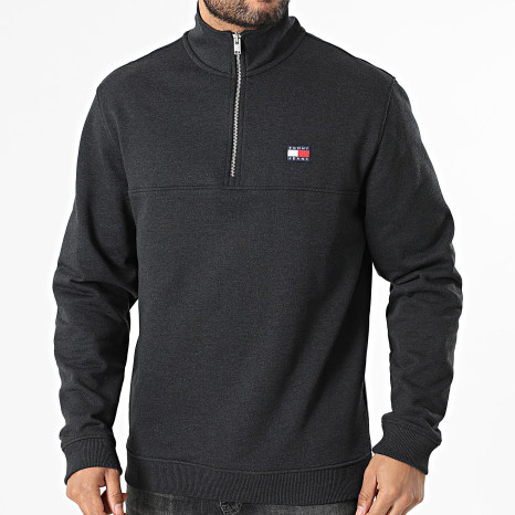 Tommy Jeans - Sudadera Cuello Alto Con Cremallera Badge 2344 Gris Antracita Melange