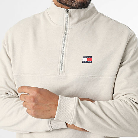 Tommy Jeans - Sudadera Cuello Alto Con Cremallera Badge 2344 Beige