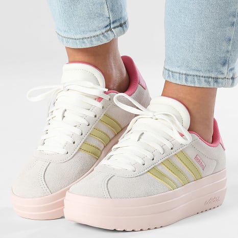 Adidas Performance - Zapatillas Mujer VL Court Bold J JP9346 Blanco Oro Metálico Rosa Fusión