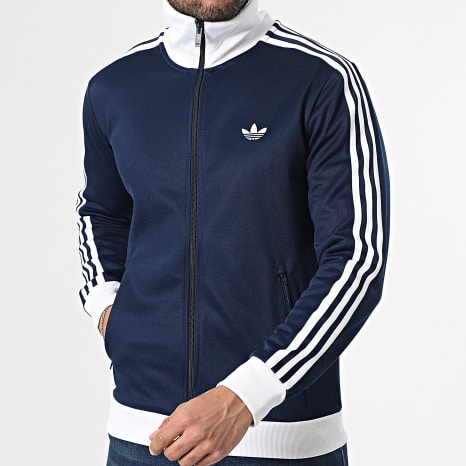 Adidas Originals - Veste Zippée A Bandes Beckenbauer KE3526 Bleu Marine Blanc