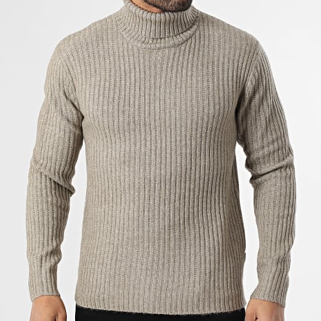 JJ Rebel - Jersey Rizado Cuello Alto Frey Beige Jaspeado