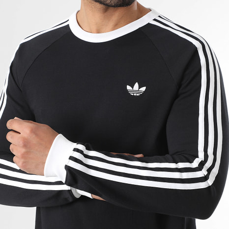 Adidas Originals - Camiseta de Manga Larga A Rayas 3 Stripes KE3546 Negro Blanco