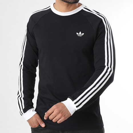 Adidas Originals - Camiseta de Manga Larga A Rayas 3 Stripes KE3546 Negro Blanco