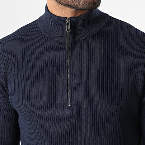 Frilivin - Jersey de Cuello Alto con Cremallera Canalé 036 Azul Marino
