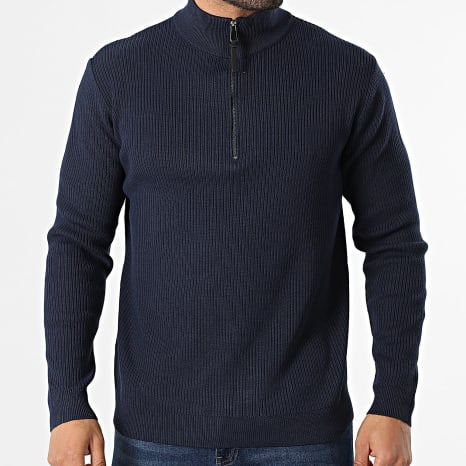 Frilivin - Jersey de Cuello Alto con Cremallera Canalé 036 Azul Marino