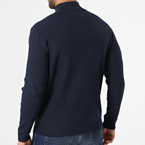 Frilivin - Jersey de Cuello Alto con Cremallera Canalé 036 Azul Marino