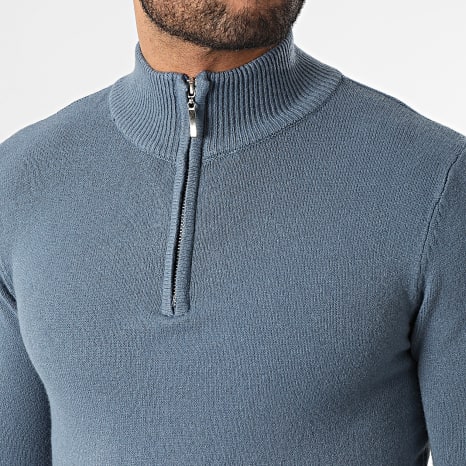 Frilivin - Jersey con Cuello Zipper 027 Azul Gris