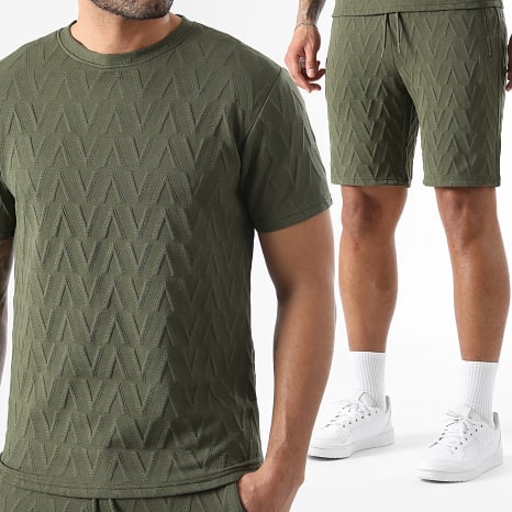 Classic Series - Ensemble Tee Shirt Et Short Jogging 0383 Vert Kaki