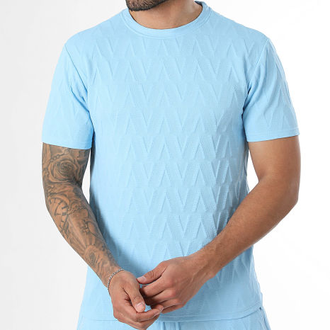 LBO - Ensemble Tee Shirt Et Short Jogging 0384 Bleu Clair