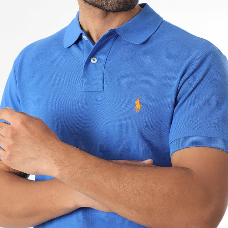 Polo Ralph Lauren - Polo Manches Courtes Slim Original Player Bleu Roi