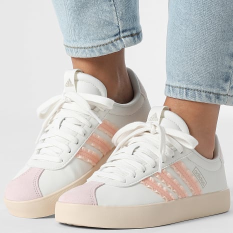 Adidas Performance - Zapatillas Mujer VL Court 3.0 IH6602 Core White Blush Pink Cyber Metallic