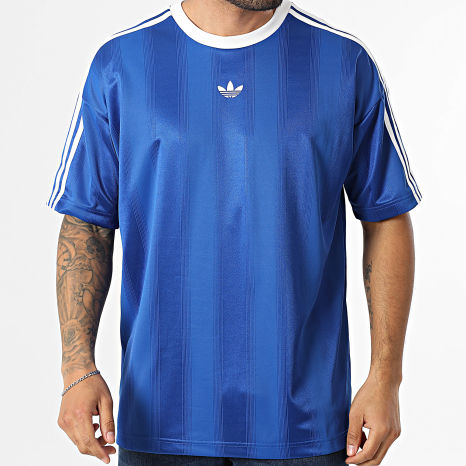 Adidas Originals - Tee Shirt A Bandes Jacquard Jersey KD5828 Bleu Roi Blanc