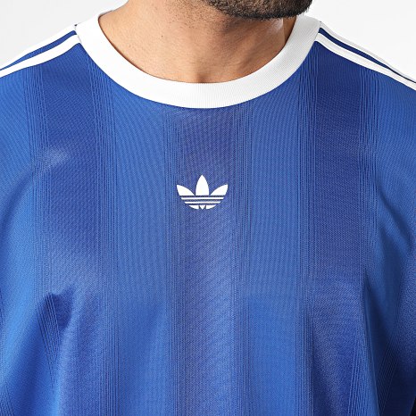 Adidas Originals - Tee Shirt A Bandes Jacquard Jersey KD5828 Bleu Roi Blanc