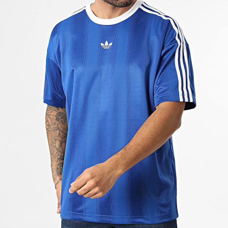 Adidas Originals - Tee Shirt A Bandes Jacquard Jersey KD5828 Bleu Roi Blanc