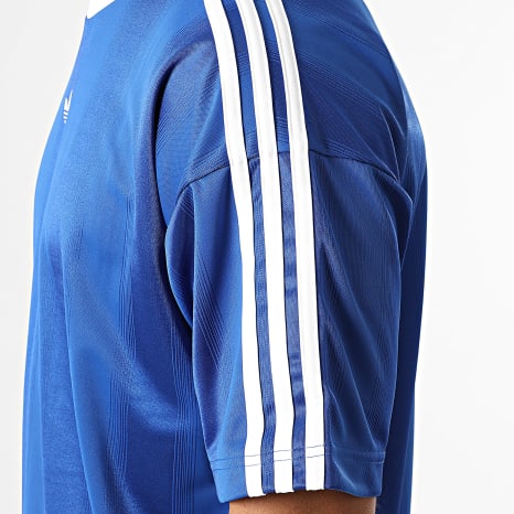 Adidas Originals - Tee Shirt A Bandes Jacquard Jersey KD5828 Bleu Roi Blanc