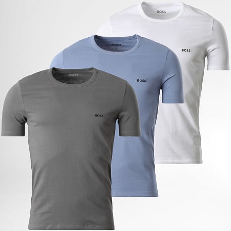 BOSS - Pack de 3 Camisetas 50532468 Blanco Azul Claro Gris Antracita