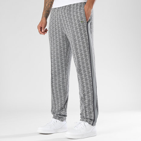 Lacoste - Pantalon Jogging A Bandes Logo Brodé Crocodile The Blend Gris