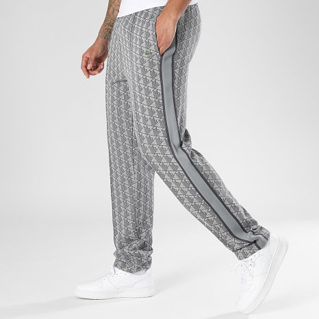 Lacoste - Pantalon Jogging A Bandes Logo Brodé Crocodile The Blend Gris