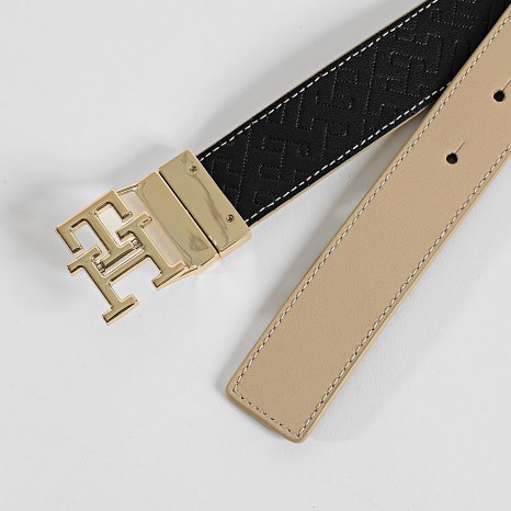 Tommy Hilfiger - Cinturón Reversible Mujer Logo 8256 Beige Negro